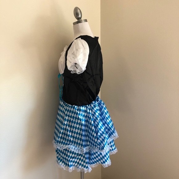 Blue Checkered Tyrolean Dirndl Dress - Picture 4 of 10